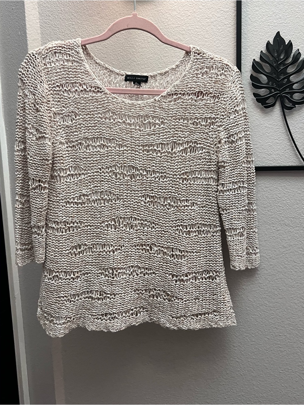 || Willi Smith || Open Weave Cream Knit Top ||